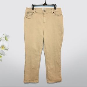 L.L. Bean Classic Fit Straight Leg Stretch Jeans High Rise Size 14 Tan